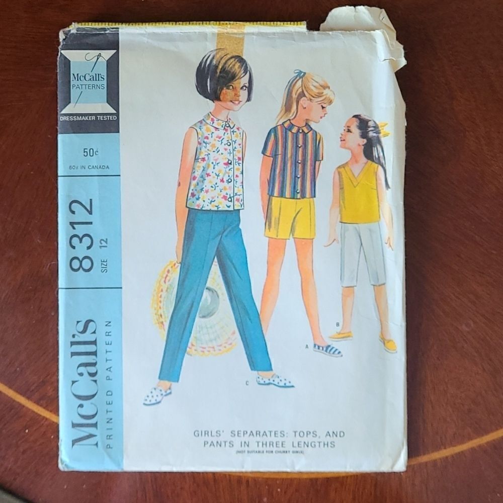 3/$15 Vintage 1966 McCalls Top Pants sewing  Pattern 8312 